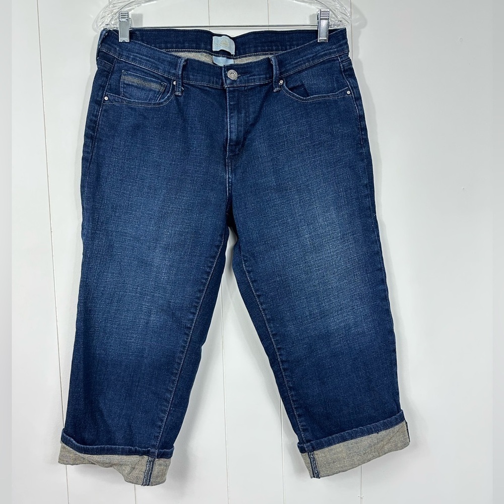 Levis 515 Womens Mid Rise Sz 10 Capri Cuffed Denim Blue Jeans Stretch Casual